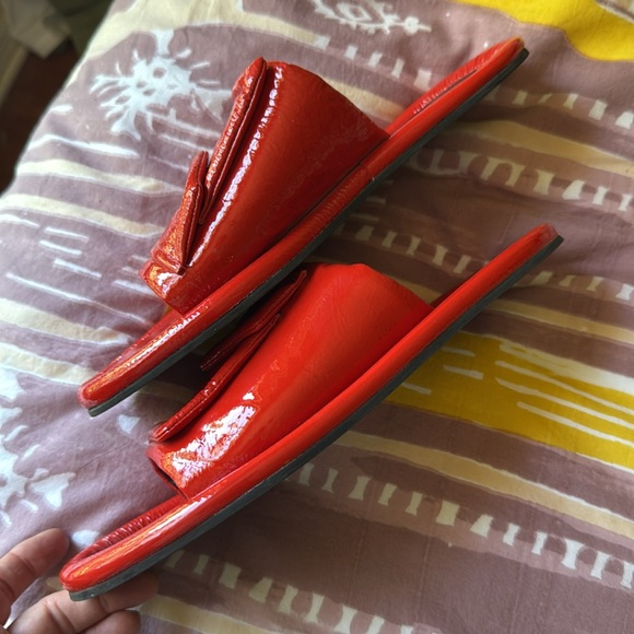 Tibi Beyren slides in red crinkle patent, size 40EU, EUC. $125 - Picture 3 of 8